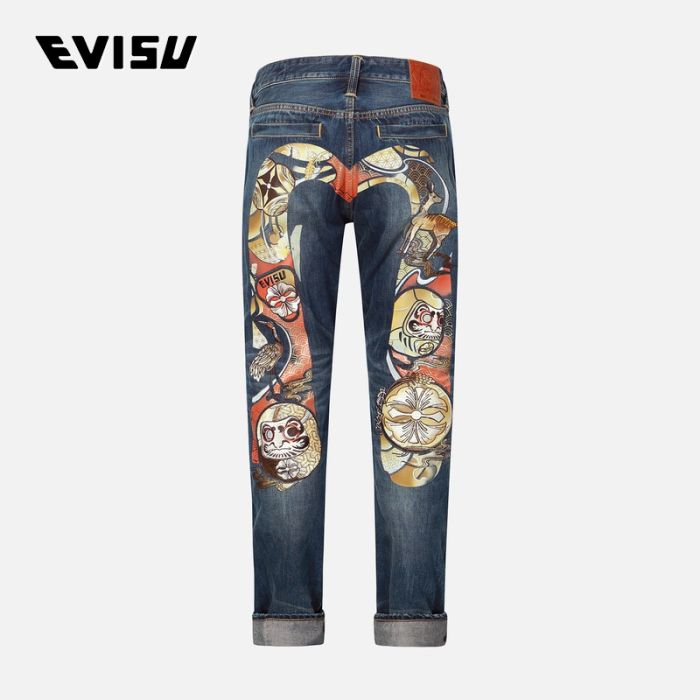 EVISU  24SS男士花札达摩大M及刺绣窄脚牛仔裤 2ESHTM4JE103217DNINDM