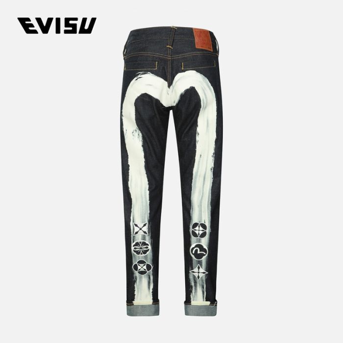 EVISU  24SS男士书法笔触大M印花窄脚牛仔裤 2ESHTM4JE103317DNINDR