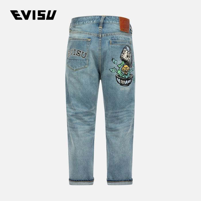 EVISU  24SS男士钻石达摩印花口袋七分牛仔裤 2ESHTM4JE103727DNINDM