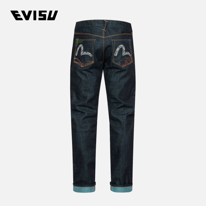 EVISU  24SS男士蚂蚁纹样线迹图案口袋窄脚牛仔裤 2ESHTM4JE703017DNINDX