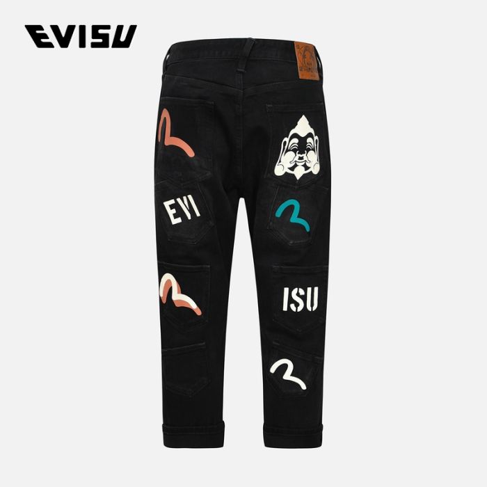 EVISU  24SS男士多口袋和多重印花七分牛仔裤 2ESHTM4JE802227DPBLDM