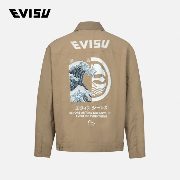 EVISU  24SS男士海浪刺绣和家花印花宽版外套 2ESHTM4JK7009LFSNBEGX