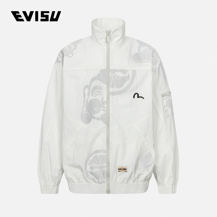 EVISU  24SS男士佛头和家花反光印花宽版风衣外套 2ESHTM4JK8008LFSNWHTO