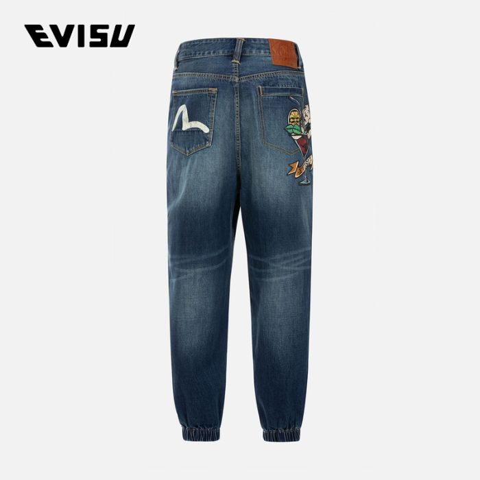 EVISU  24SS男士玩乐佛头印花阔脚束口牛仔裤 2ESHTM4JO1043WLDNINDD