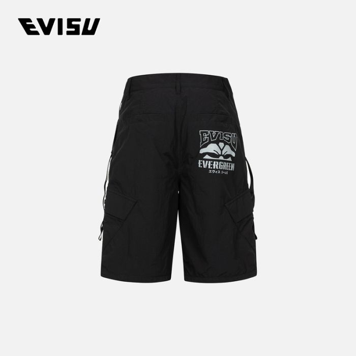 EVISU  24SS男士反光印花宽版休闲短裤 2ESHTM4SH8040RXSNBLKX