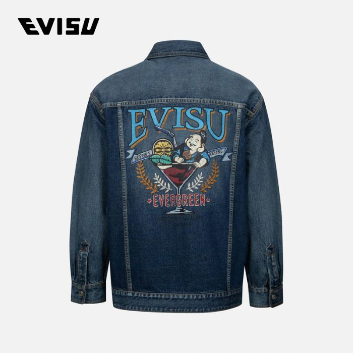 EVISU  24SS男士玩乐佛头印花宽版牛仔衬衫外套 2ESHTM4SJ1013LFDNINDD