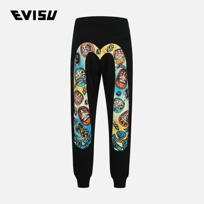 EVISU  24SS男士达摩大M印花常规版型卫裤 2ESHTM4SP1095XXCTBLKX