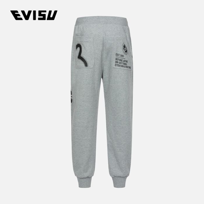 EVISU  24SS男士手工线迹和多重印花宽版休闲卫裤 2ESHTM4SP8048RXCTGRYH