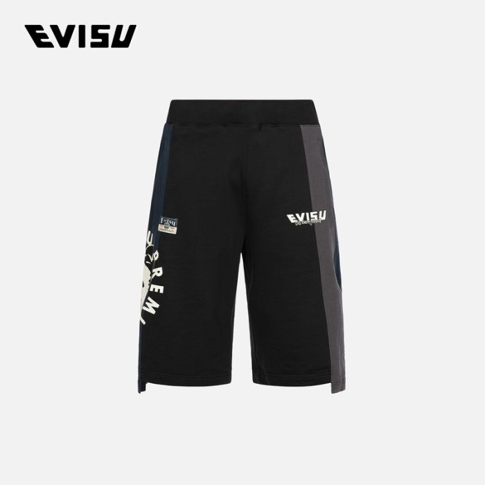 EVISU  24SS男士解构玩乐佛头印花常规版型短裤 2ESHTM4ST1097XXCTBLKX