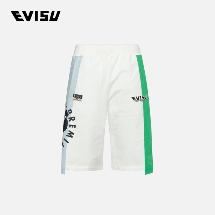 EVISU  24SS男士解构玩乐佛头印花常规版型短裤 2ESHTM4ST1097XXCTWHTO