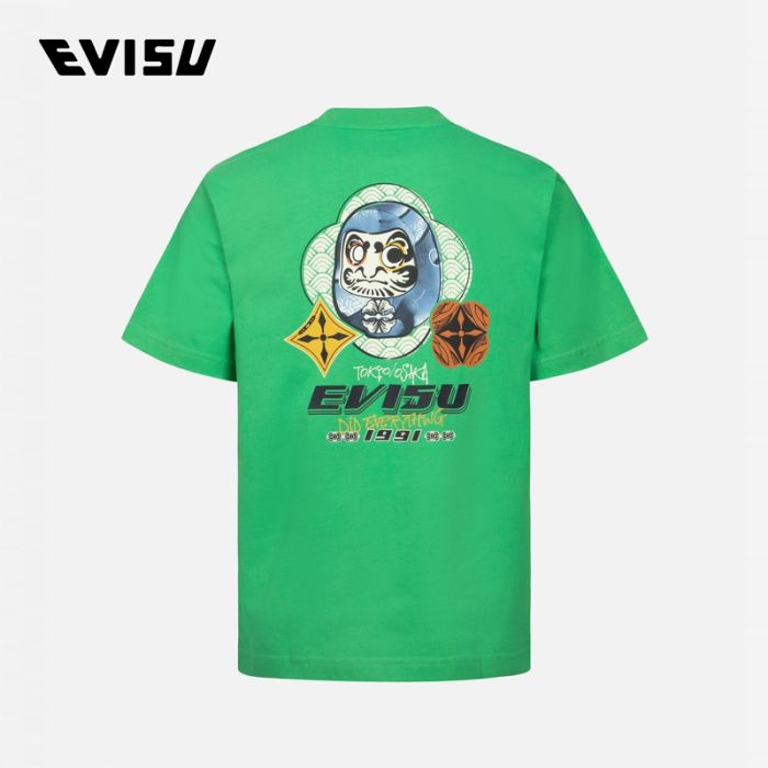 EVISU  24SS男士花札达摩印花常规版型T恤 2ESHTM4TS1065XXCTGRNX