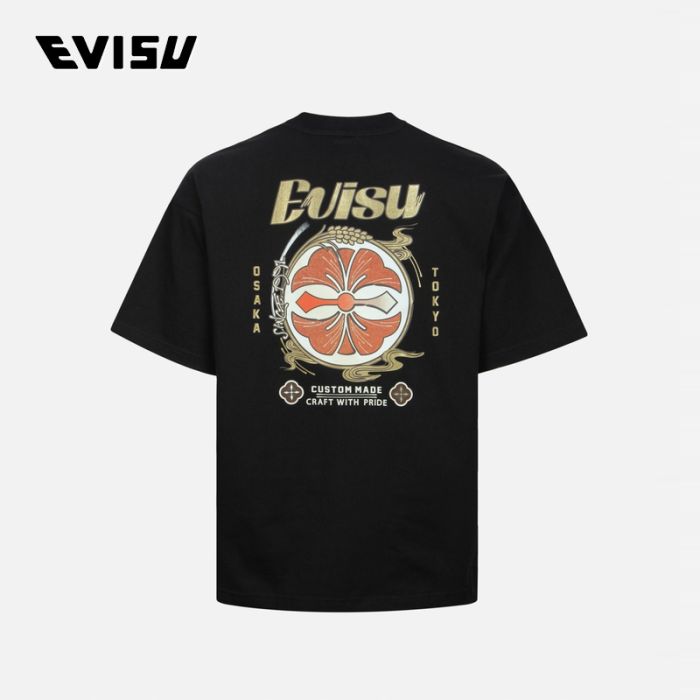 EVISU  24SS男士花札家花和烫金商标休闲宽版T恤 2ESHTM4TS1066RXCTBLKX