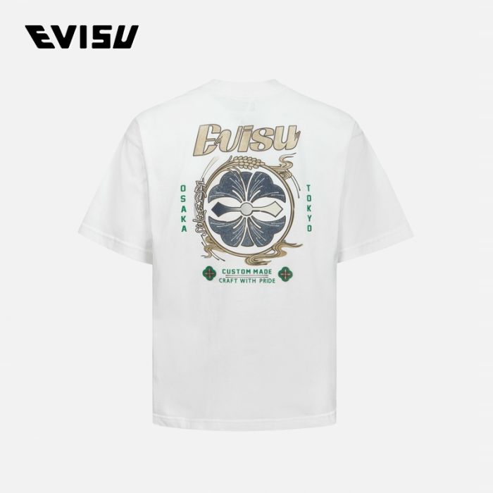 EVISU  24SS男士花札家花和烫金商标休闲宽版T恤 2ESHTM4TS1066RXCTWHTO