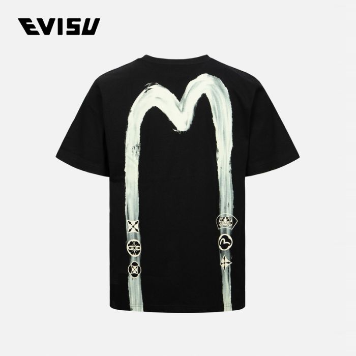 EVISU  24SS男士书法笔触大M印花常规版型T恤 2ESHTM4TS1070XXCTBLKX