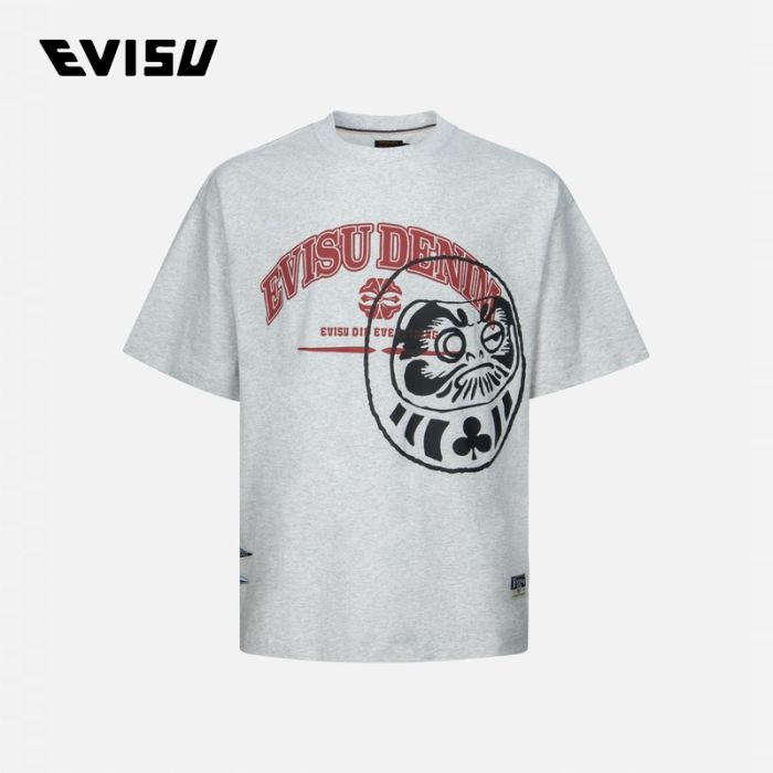 EVISU  24SS男士商标和游戏达摩印花宽版休闲T恤 2ESHTM4TS1077RXCTGRYH