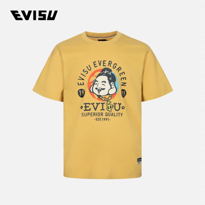 EVISU  24SS男士玩乐佛头印花常规版型T恤 2ESHTM4TS1084XXCTBEGX