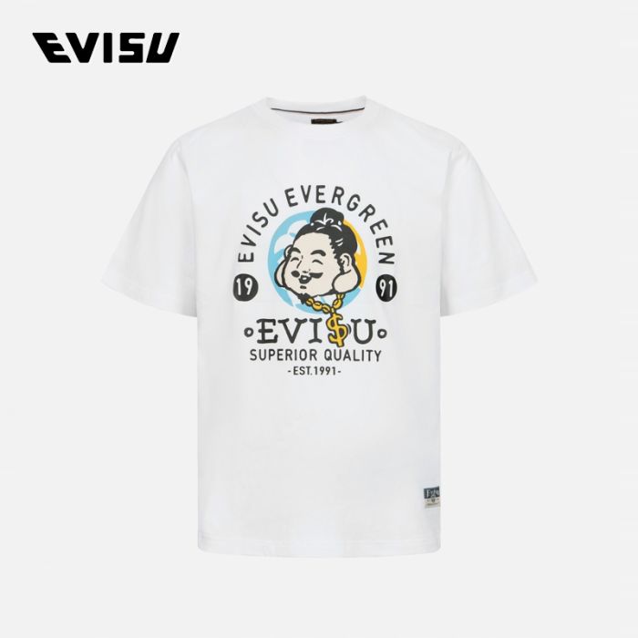 EVISU  24SS男士玩乐佛头印花常规版型T恤 2ESHTM4TS1084XXCTWHTO