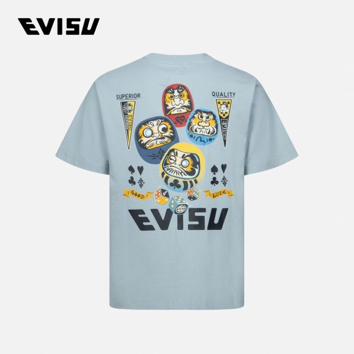 EVISU  24SS男士玩乐达摩印花常规版型T恤 2ESHTM4TS1098XXCTBLUU