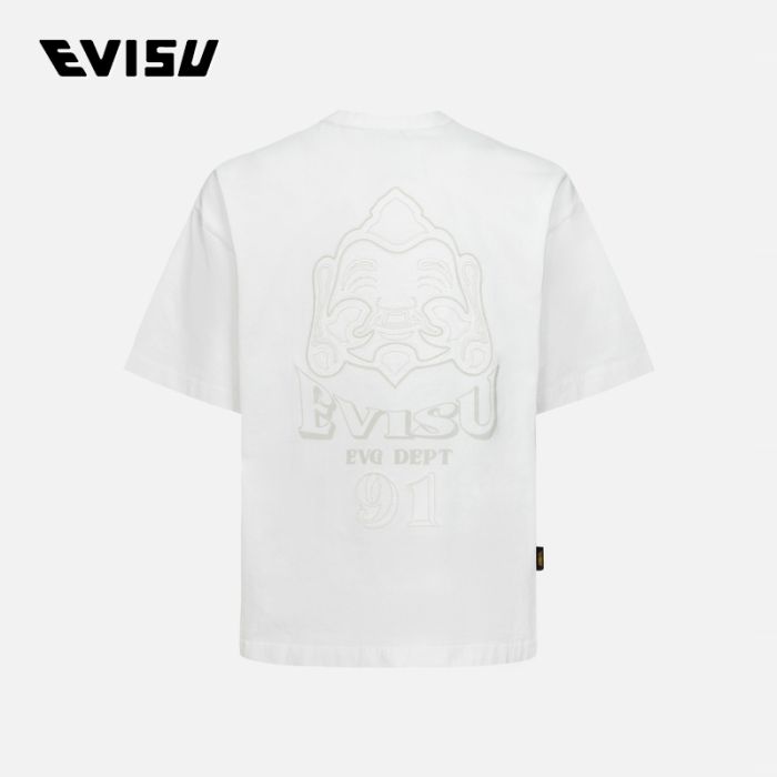 EVISU  24SS男士手缝佛头刺绣宽版T恤 2ESHTM4TS8053LFCTWHTO