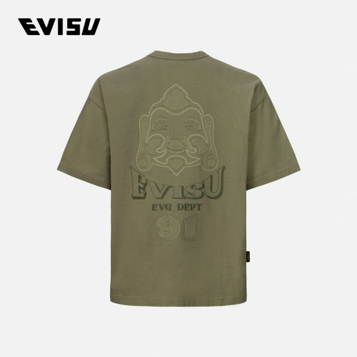 EVISU  24SS男士手缝佛头刺绣宽版T恤 2ESHTM4TS8053LFCTAGRX