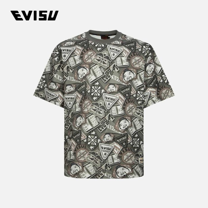 EVISU  24SS男士满地章仔印花宽版T恤 2ESHTM4TS8072LFCTAGRA