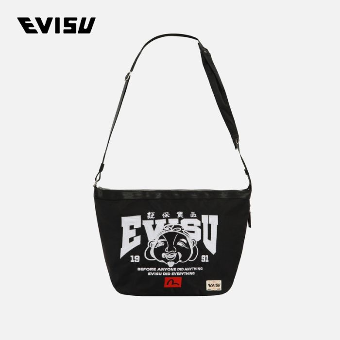 EVISU  24SS男士商标和佛头刺绣常规版型单肩包 2ESHTU4BG8092XXSNBLKX