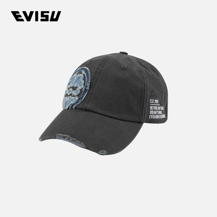 EVISU  24SS男士刺绣和磨损效果鸭舌帽 2ESHTU4HT8091XXCTGRYD