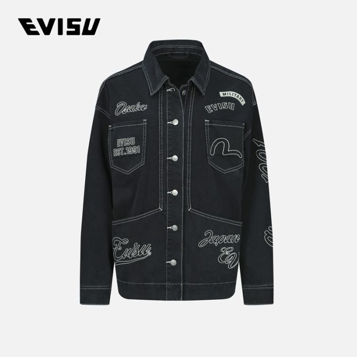 EVISU  23SS女士标志及小海鸥刺绣牛仔外套 2ESHTW3DJ738OSCTGREY