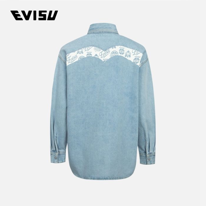 EVISU  23SS女士家花与佛头大M印花牛仔衬衫 2ESHTW3SJ743OSDNINDL