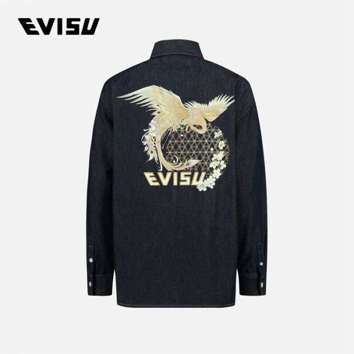 EVISU  23SS女士海鸥孔雀标志衬衫 2ESHTW3SL191BFDNINDW