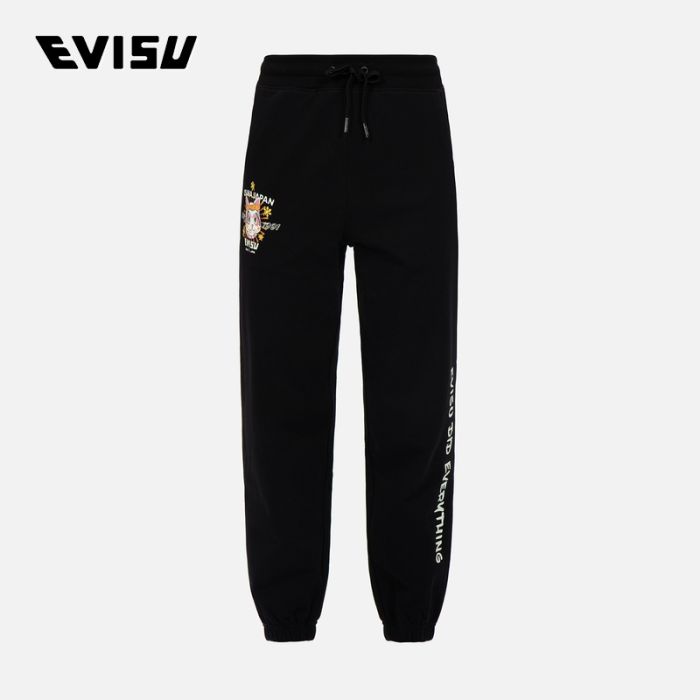 EVISU  23SS女士招财猫标志印花卫裤 2ESHTW3SP335FFCTBLKX