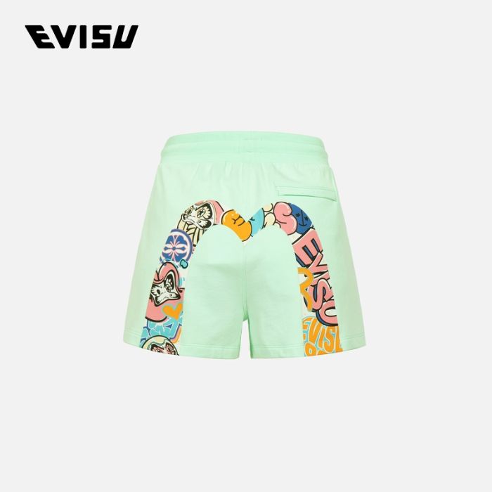 EVISU  23SS女士涂鸦达摩大M印花短裤 2ESHTW3ST337XXCTAPGN