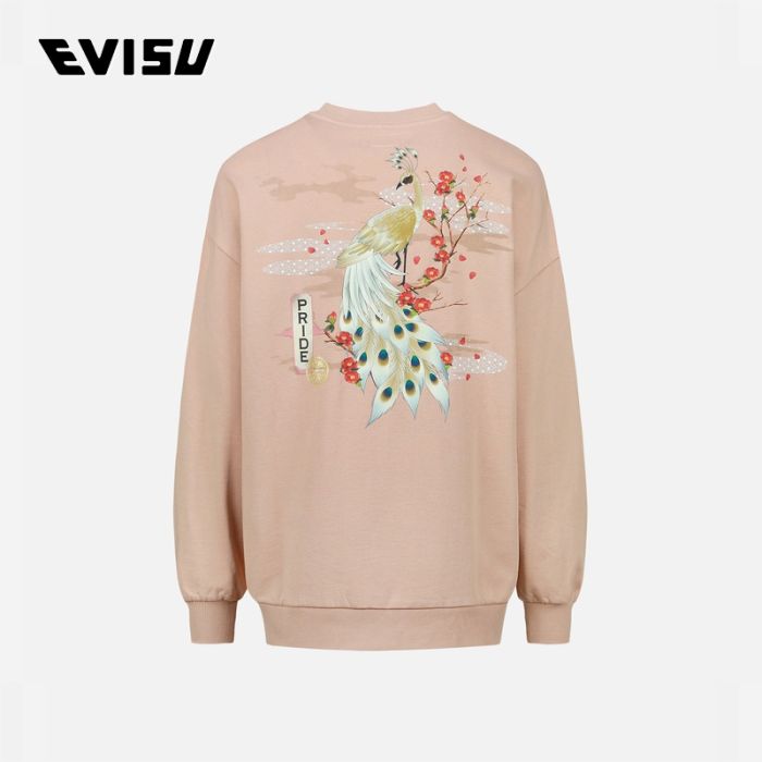 EVISU  23SS女士标志孔雀印花卫衣 2ESHTW3SW328OSCTCLAY