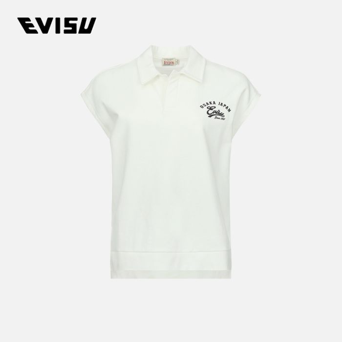 【4件7折】EVISU  23SS女士书法字商标刺绣无袖Polo衫 2ESHTW3SW339FFCTOWHT