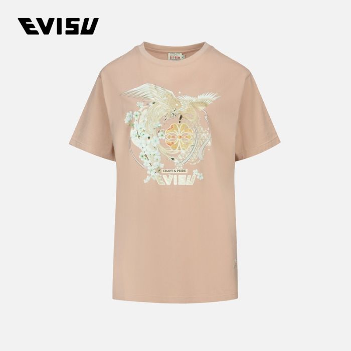 EVISU  23SS女士孔雀与樱花印花T恤 2ESHTW3TS552BFCTCLAY