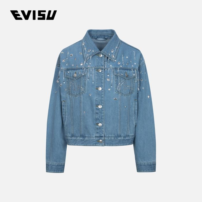 EVISU  24SS女士水晶缀饰超宽版牛仔外套 2ESHTW4DJ4095OSDNINDL