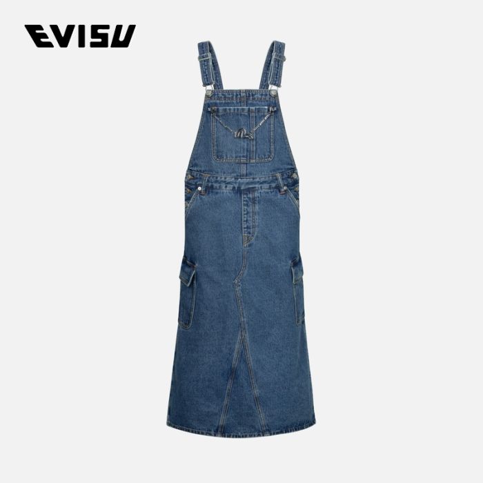 EVISU  24SS女士立体海鸥刺绣时尚版型工装牛仔裙 2ESHTW4DO4025FFDNINDM