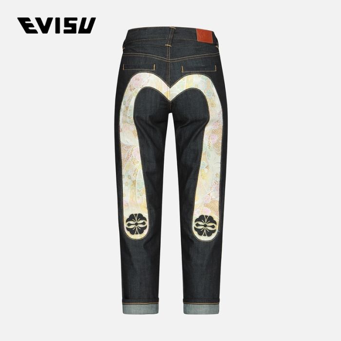 EVISU  24SS女士织锦嵌大M和家花宽版休闲牛仔裤 2ESHTW4JE4061RXDNINDR