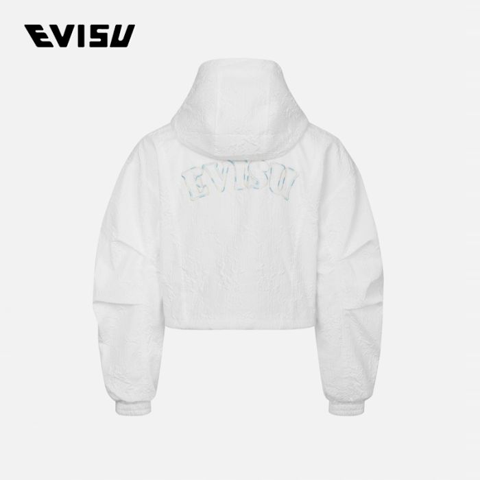 EVISU  24SS女士商标刺绣纹理感短身时尚版型风衣外套 2ESHTW4JK4005FFSNWHTO