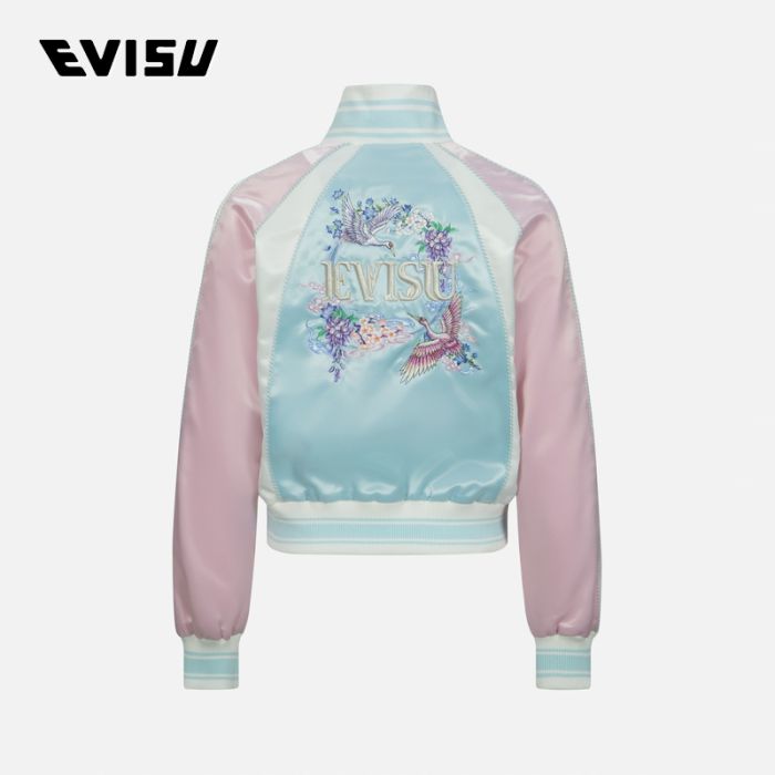 EVISU  24SS女士仙鹤花卉刺绣时尚版型横须贺外套 2ESHTW4JK4058FFSNMUTI