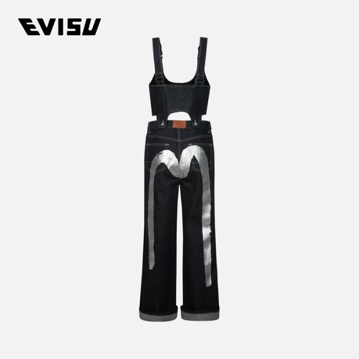 EVISU  24SS女士烫金印花大M可拆卸两件式牛仔连身裤 2ESHTW4JS4099FFDNINDM