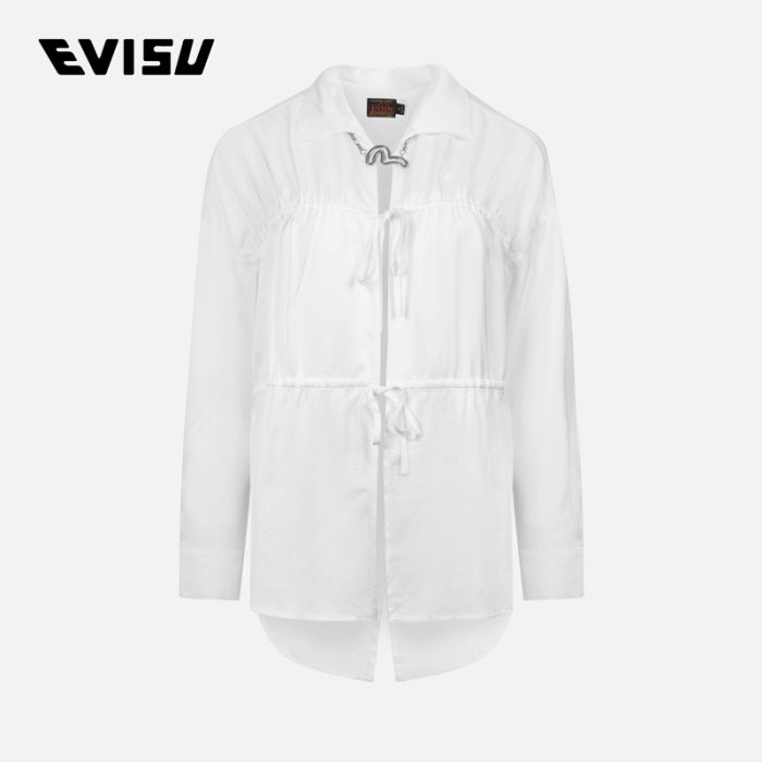 EVISU  24SS女士金属海鸥饰链系带长袖衬衫 2ESHTW4SL4100FFSNWHTO