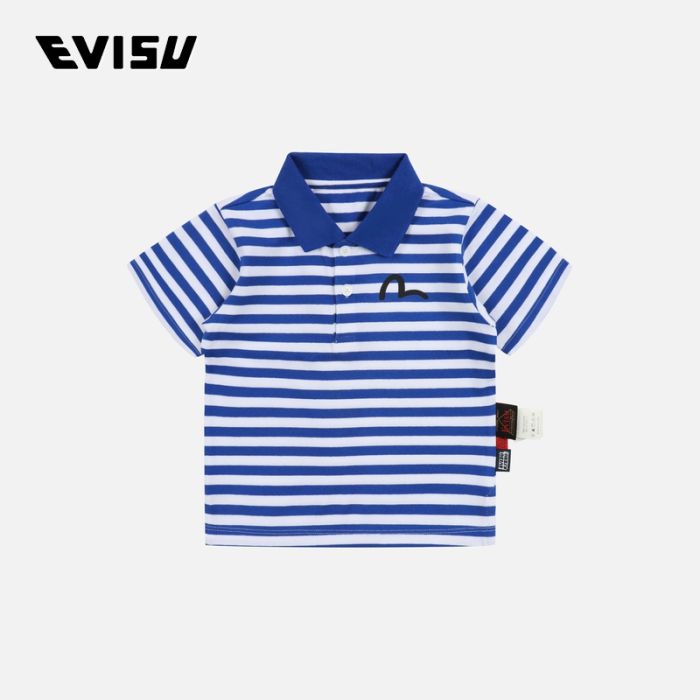 EVISU  24SS童装满地横间和海鸥常规版型POLO衫 2ESKZB4PS4601XXCTNAVS