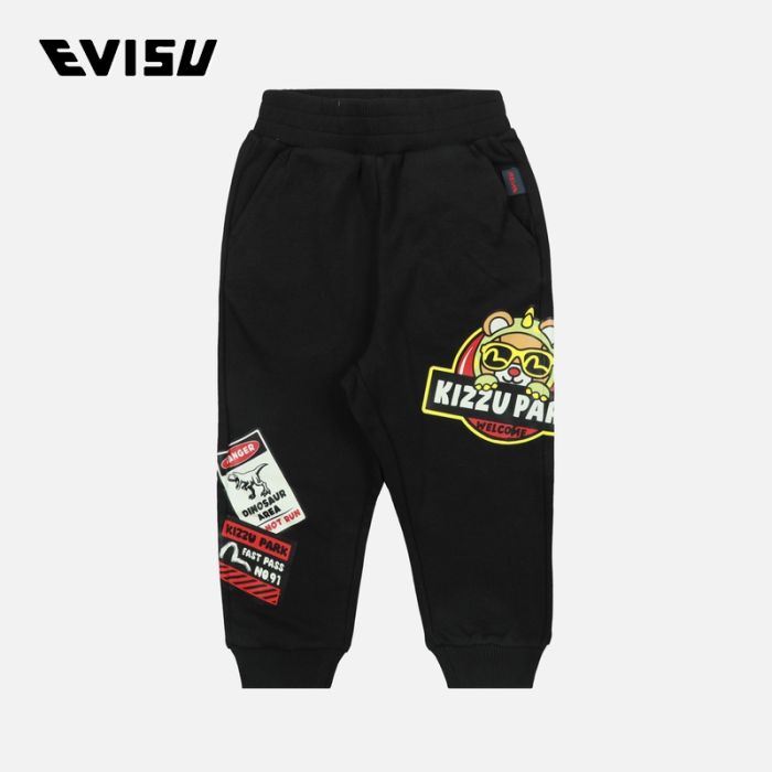 EVISU  24SS童装恐龙乐园标志印花常规版型卫裤 2ESKZB4SP4539XXCTBLKX