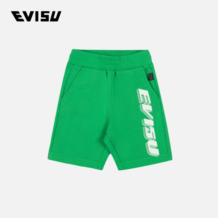 EVISU KIZZU 24SS童装重叠商标和家花印花常规版型运动短裤 2ESKZB4ST4546XXCTGRNX