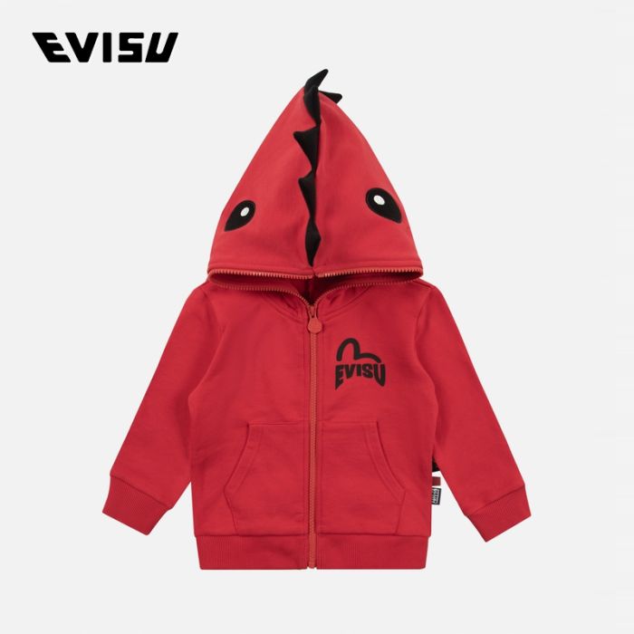 EVISU  24SS童装立体恐龙角常规版型连帽卫衣外套 2ESKZB4SW4504XXCTREDX