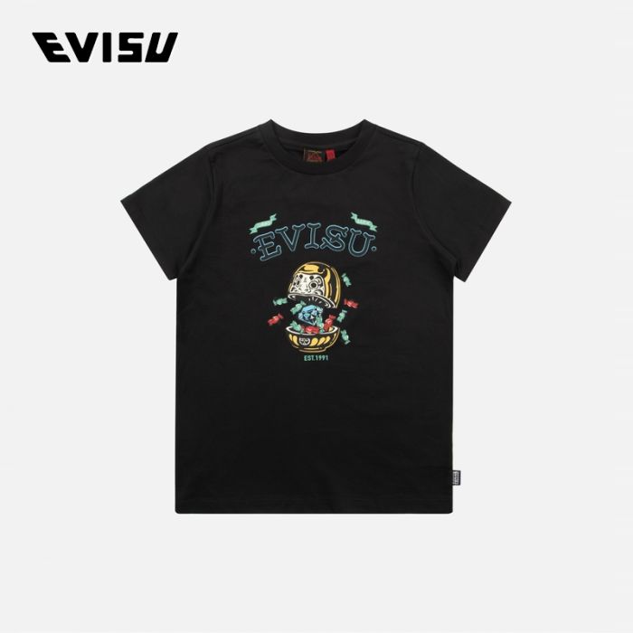 EVISU  24SS童装钻石达摩印花常规版型T恤 2ESKZB4TS4511XXCTBLKX