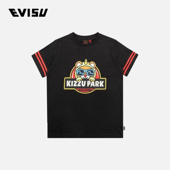 EVISU  24SS童装恐龙造型小熊印花常规版型T恤 2ESKZB4TS4513XXCTBLKX