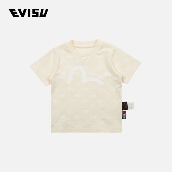 EVISU  24SS童装满地商标和海鸥印花常规版型T恤 2ESKZB4TS4600XXCTECUA