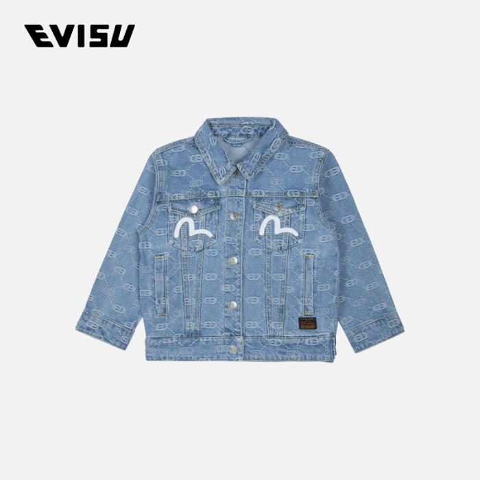 EVISU  24SS童装满地商标提花和海鸥印花常规版型牛仔外套 2ESKZG4DJ4566XXDPINDA